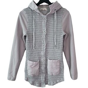 Mod-o-doc Waffle Knit Hooded Cardigan Sweater